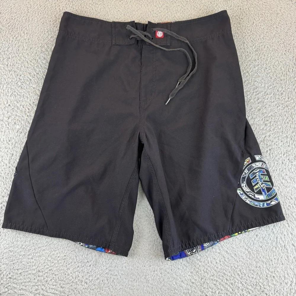 Vintage Element Board Shorts Mens Size 34 Black Swim Trunks Drawstring Surf Y2k